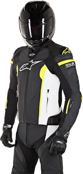 ALPINESTARS Missile Leather Jacket - Black/White/Yellow - US 44 / EU 54 3100118-1260-54