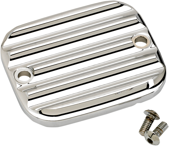 JOKER MACHINE Master Cylinder Cover - Brake - Front - Finned - Chrome 951019-3