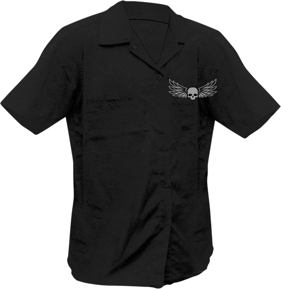LETHAL THREAT Ride Low Skull Printed Shop Shirt - Black - Medium HW50217M