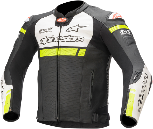 ALPINESTARS Missile Ignition Airflow Leather Jacket - Black/White/Yellow - US 48 / EU 58 3100220-125-58