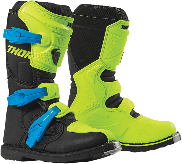 THOR Youth Blitz XP Boots - Green Fluorescent/Black - Size 7 3411-0523