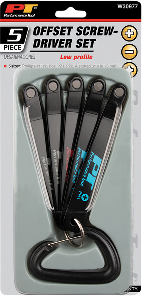 PERFORMANCE TOOL Screwdriver Set Low Profile W30977