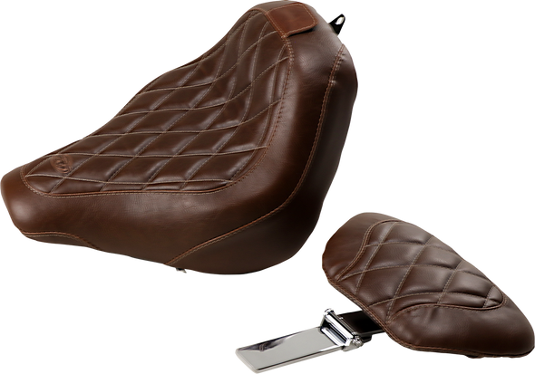 MUSTANG Tripper Solo Seat - Diamond - Brown - Driver Backrest 83031