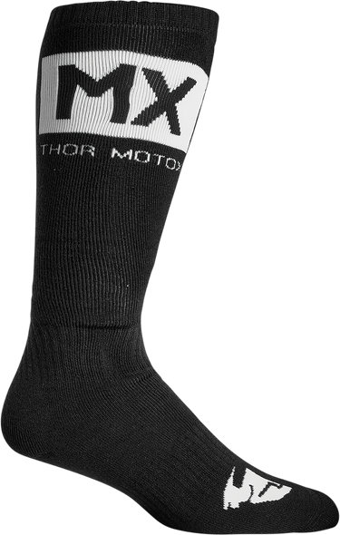 THOR MX Solid Socks - Black/White - Size 6-9 3431-0675