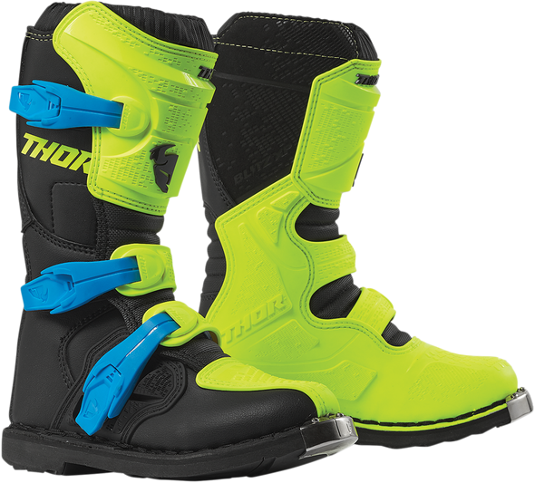 THOR Youth Blitz XP Boots - Green Fluorescent/Black - Size 2 3411-0518
