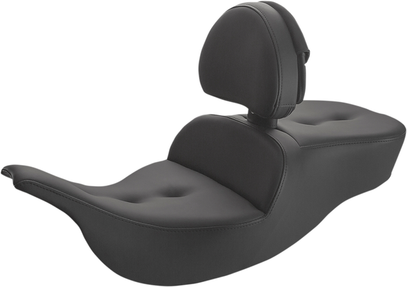SADDLEMEN Roadsofa™ Pillow Top Seat - With Driver Backrest - Black 897-07-181BR