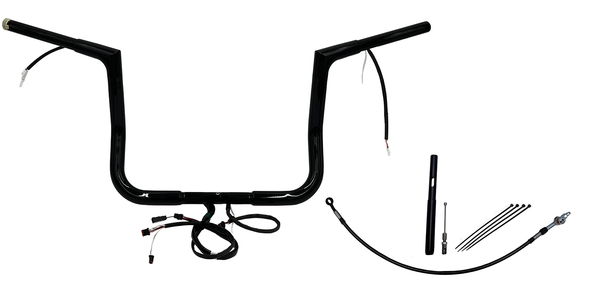 FAT BAGGERS INC. Handlebar Kit - Flat Top - 12" - Black 712012-B