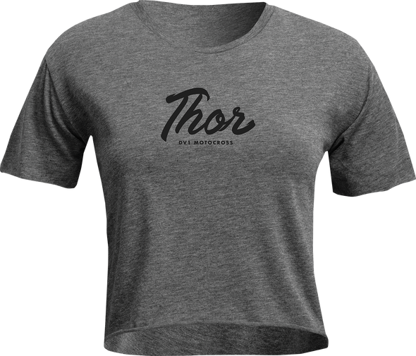 THOR Women's Script Crop T-Shirt - Charcoal - Large 3031-4104