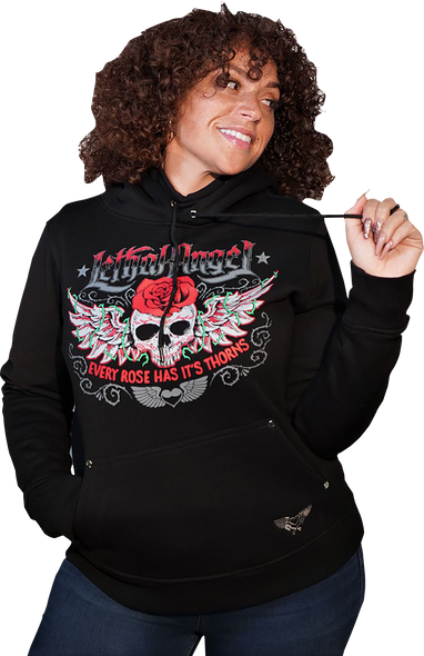 LETHAL THREAT Women's Skulls and Thorns Pullover Hoodie - Black - Large HD84071L