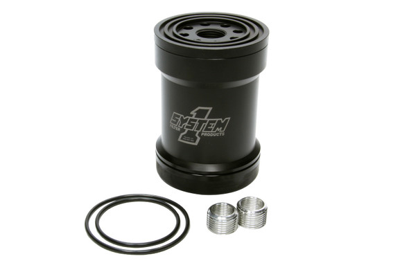 billet oil filter w/blt cap 45 micron - black 209-561b