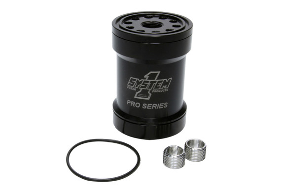 billet oil filter w/blt cap 45 micron - black 209-561bps