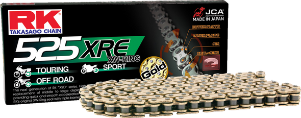 RK 525 XRE - Drive Chain - 116 Links - Gold GB525XRE-116
