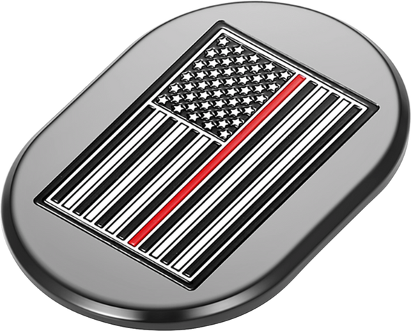 FIGURATI DESIGNS Antenna Cover - Right Rear Fender - Red Line American Flag - Black/Enameling FD75-AC-BLK-RT