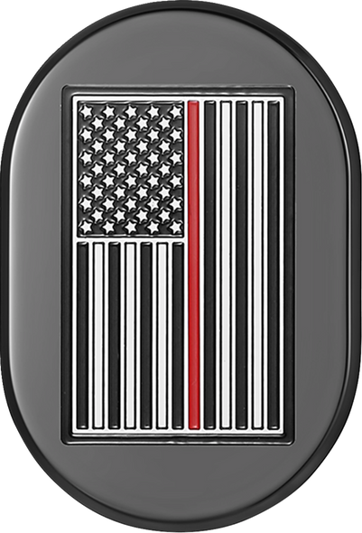 FIGURATI DESIGNS Antenna Cover - Left Rear Fender - Red Line American Flag - Black/Enameling FD75-AC-BLK-LT