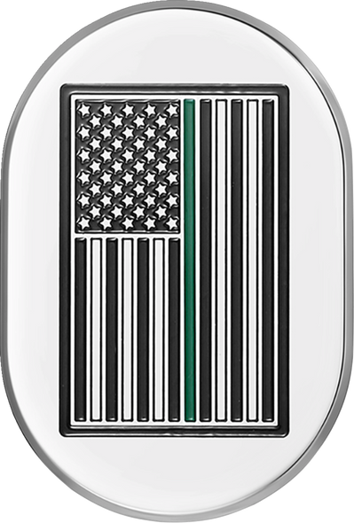 FIGURATI DESIGNS Antenna Cover - Right Rear Fender - Green Line American Flag - Chrome/Enameling FD72-AC-SS-RT