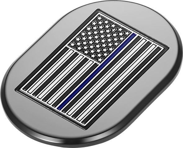 FIGURATI DESIGNS Antenna Cover - Left Rear Fender - Blue Line American Flag - Black/Enameling FD71-AC-BLK-LT