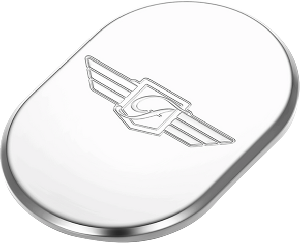 FIGURATI DESIGNS Antenna Cover - Left Rear Fender - FD Logo - Polished Stainless Steel FD-01-AC-SS-LT
