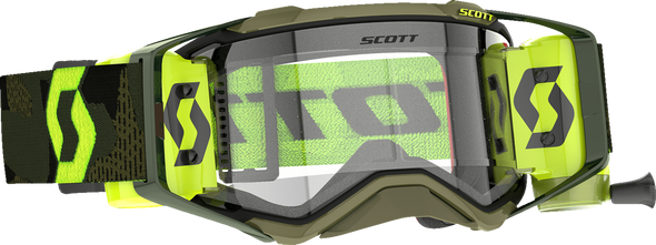 SCOTT Prospect Super WFS Goggle - Khaki Green/Neon Yellow - Dual Lens - Clear 278595-7701113