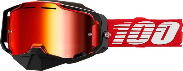 100% Armega Snow Goggle - Red - Red Mirror 50008-00008