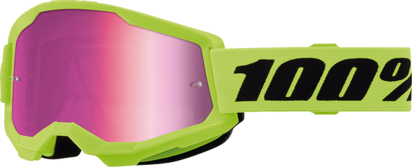 100% Strata 2 Junior Goggle - Neon Yellow - Pink Mirror 50032-00010