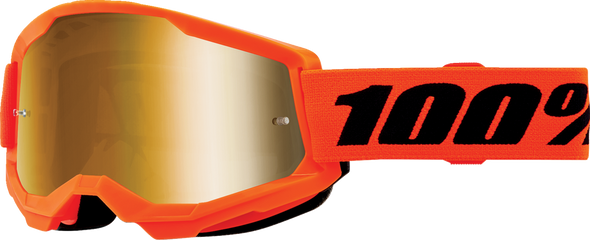 100% Strata 2 Junior Goggle - Neon Orange - Gold Mirror 50032-00009