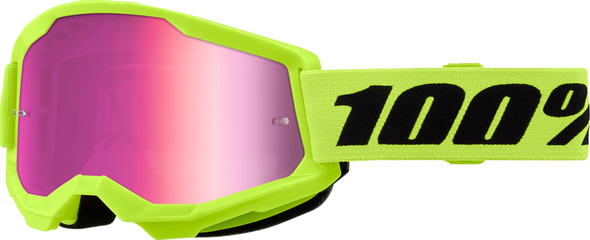 100% Strata 2 Goggle - Neon Yellow - Pink Mirror 50028-00016