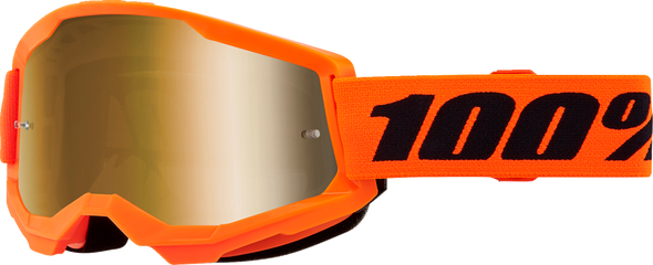 100% Strata 2 Goggle - Neon Orange - True Gold Mirror 50028-00015