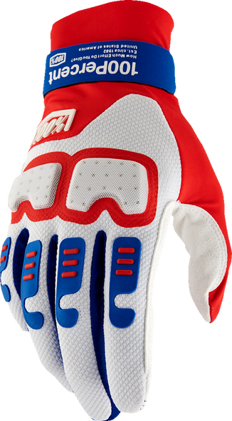 100% Langdale Gloves - Red/White/Blue - Large 10029-00008