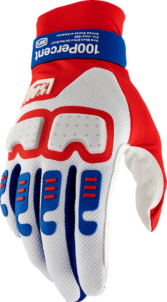 100% Langdale Gloves - Red/White/Blue - Small 10029-00006