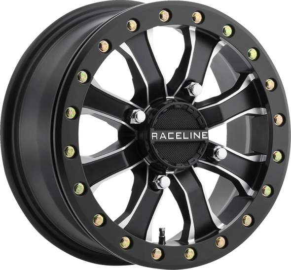 RACELINE WHEELS Wheel - Black Mamba - Beadlock - Front/Rear - Black/Machined - 15x6 - 4/137 - 5+1 A71MB-56037-51