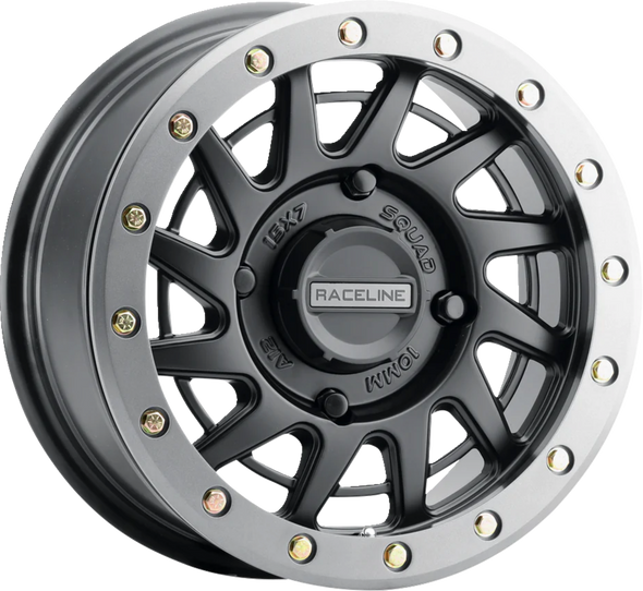 RACELINE WHEELS Wheel - Squad - Front/Rear - Black/with Gun Metal Gray Ring - 15x7 - 4/137 - 5+2 (+10 mm) A12BG-57037+10