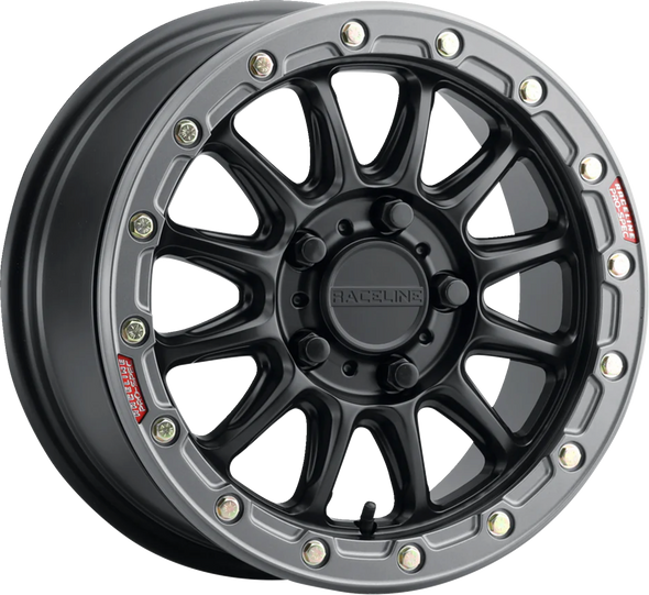 RACELINE WHEELS Wheel - Alpha - Front/Rear - Black/with Gun Metal Ring - 17x7 - 4/137 - 6+1 (+40 mm) A14BG-77037+40