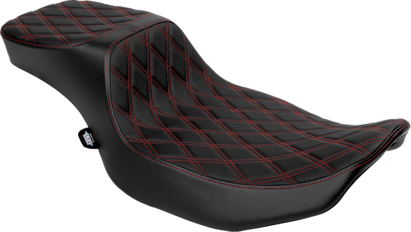 DRAG SPECIALTIES Predator III 2-Up Seat - Extended Reach - Vinyl - Red Double Diamond Stitch - FLHX/FLTR '23-'24 4691D