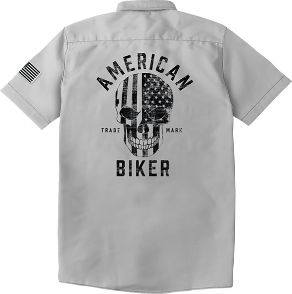 American Biker Biker Sam Contrast Stitch Shop Shirt - Gray/Black - Small ABBSAM17ST8SBSR