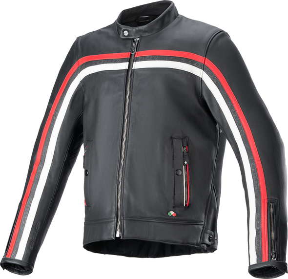 ALPINESTARS Dyno Leather Jacket - Black/Ruby Red/Ecru - XL 3103924-1316-XL