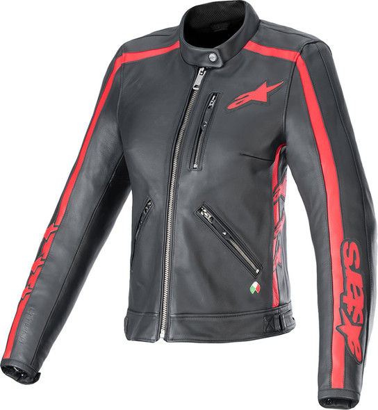  ALPINESTARS Stella Dyno Leather Jacket - Black/Haute Red - L 3113924-1346-L 
