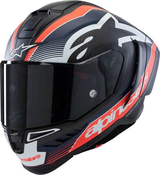  ALPINESTARS Supertech R10 Helmet - Team - Matte Black/Carbon Red Fluo/Blue - Large 8200224-1383-L 