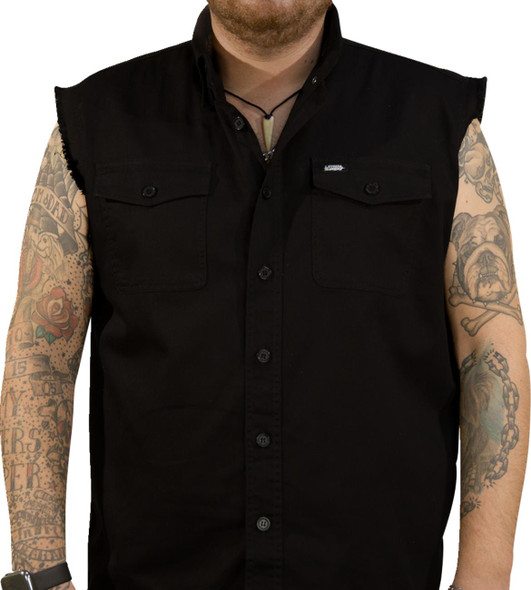  LETHAL THREAT Freedom Ain't Free Printed Sleeveless Button Down Shirt - Black - 2XL CO60195XXL 