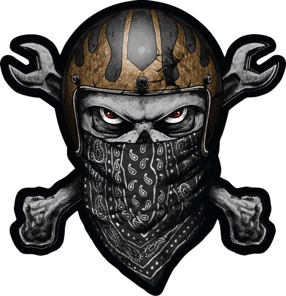  LETHAL THREAT Embroidered Bandana Skull Patch - Black - Large LT30223 