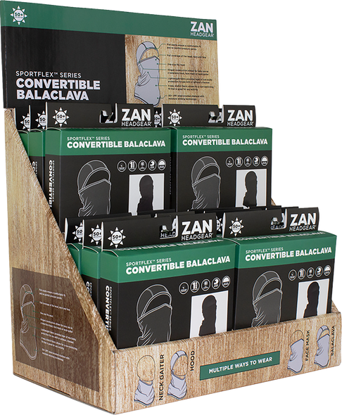 ZAN HEADGEAR DISPLAY PREPACK BALACLAVA SPORTFLEX 12PK DISPF-ZCBSFBK