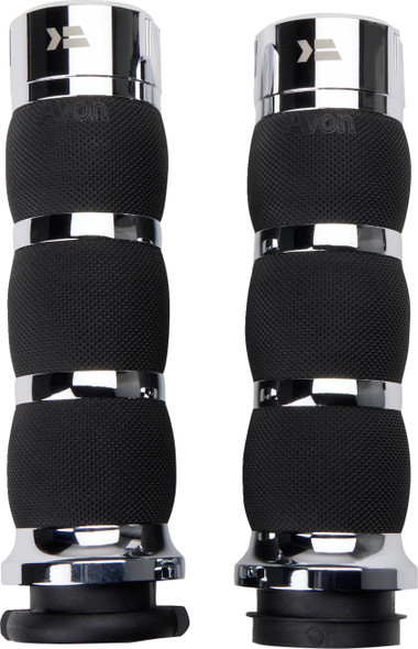 KHROME WERKS Khrome Werks Klassic Air Cushion Grips for 2008-2023 Harley-Davidson FLHX Street Glide Chrome 500195 