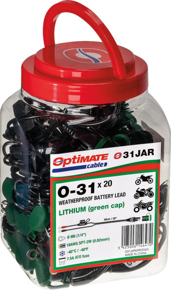  TECMATE Charging Cable - OptiMate - O-31 - 20 Pack O-31SJAR 