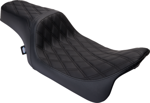 DRAG SPECIALTIES Predator 1Up Seat - Vinyl - Double Diamond Black Stitch - FLH '08-'23 0801-1483