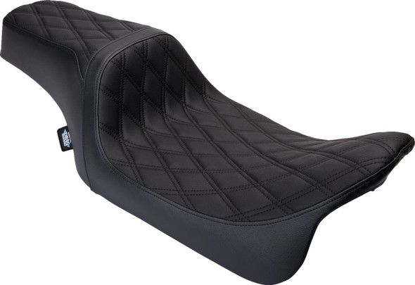  DRAG SPECIALTIES Predator 1Up Seat - Vinyl - Double Diamond Black Stitch - FLH '08-'23 0801-1483 