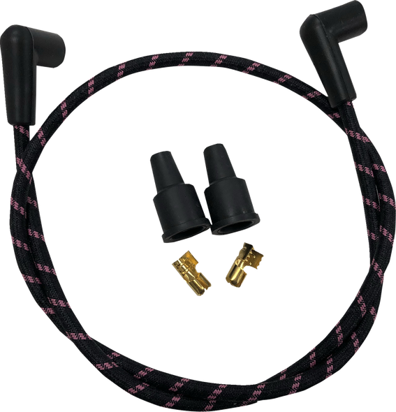 DRAG SPECIALTIES Plug Wires - Braided - Black/Pink 40170