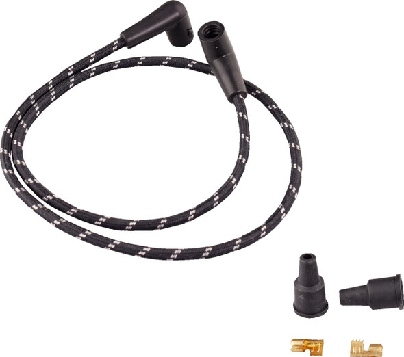  DRAG SPECIALTIES Plug Wires - Braided - Black/White 40176 