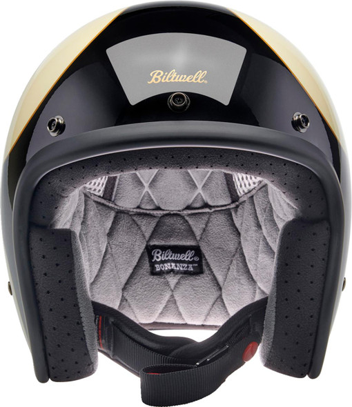 BILTWELL Bonanza Helmet - Gloss Vintage White/Black Scallop - Large 1001-559-204 