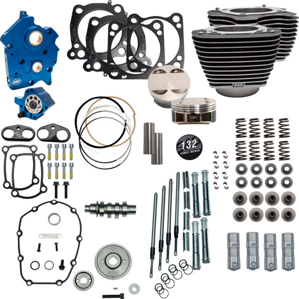  S&S CYCLE 132" Power Package Engine Performance Kit - Gear Drive - Oil Cooled - Highlighted Fins - M8 310-1232 