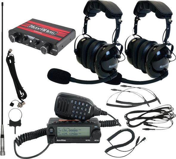  NAVATLAS Intercom/Radio and Headset Kit - 2-Seat - Black NI2ROHBK2 