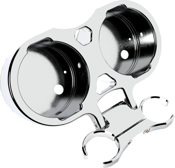  LA CHOPPERS T-Bar Gauge Mount - Dual - Chrome - 1.00" Diameter LA-7398-02C 